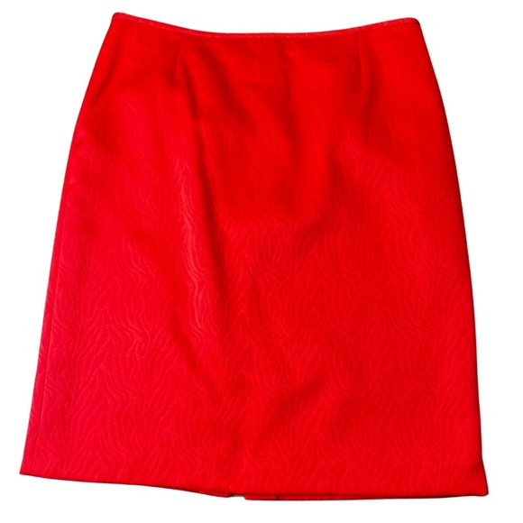 Preston & York Textured Print Red A-Line Knee Length Slit Skirt Women Size 12 - Picture 2 of 10